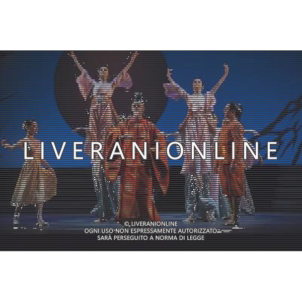The Prince of the Pagodas, dress rehearsal on 29th January 2014 at The Lowry, Salford, England. The show will runs from 30th January - 1st February 2014 before touring the UK. David Bintley\'s ballet to Benjamin Britten\'s only commissioned ballet score was rapturously received by audiences and critics at its premiere by the National Ballet of Japan in 2011. The spectacular and imaginative costumes from War Horse designer Rae Smith bring to life the elegance and beauty of the Chrysanthemum Kingdom, and capture our imagination in the fantastical journey through the elements. AG ALDO LIVERANI SAS ONLY ITALY