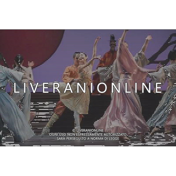 The Prince of the Pagodas, dress rehearsal on 29th January 2014 at The Lowry, Salford, England. The show will runs from 30th January - 1st February 2014 before touring the UK. David Bintley\'s ballet to Benjamin Britten\'s only commissioned ballet score was rapturously received by audiences and critics at its premiere by the National Ballet of Japan in 2011. The spectacular and imaginative costumes from War Horse designer Rae Smith bring to life the elegance and beauty of the Chrysanthemum Kingdom, and capture our imagination in the fantastical journey through the elements. AG ALDO LIVERANI SAS ONLY ITALY