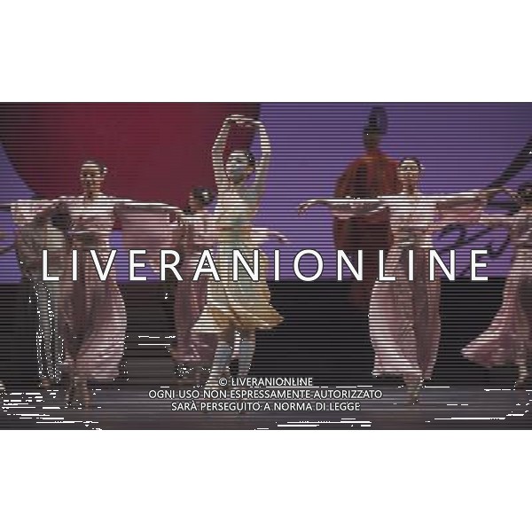 The Prince of the Pagodas, dress rehearsal on 29th January 2014 at The Lowry, Salford, England. The show will runs from 30th January - 1st February 2014 before touring the UK. David Bintley\'s ballet to Benjamin Britten\'s only commissioned ballet score was rapturously received by audiences and critics at its premiere by the National Ballet of Japan in 2011. The spectacular and imaginative costumes from War Horse designer Rae Smith bring to life the elegance and beauty of the Chrysanthemum Kingdom, and capture our imagination in the fantastical journey through the elements. AG ALDO LIVERANI SAS ONLY ITALY