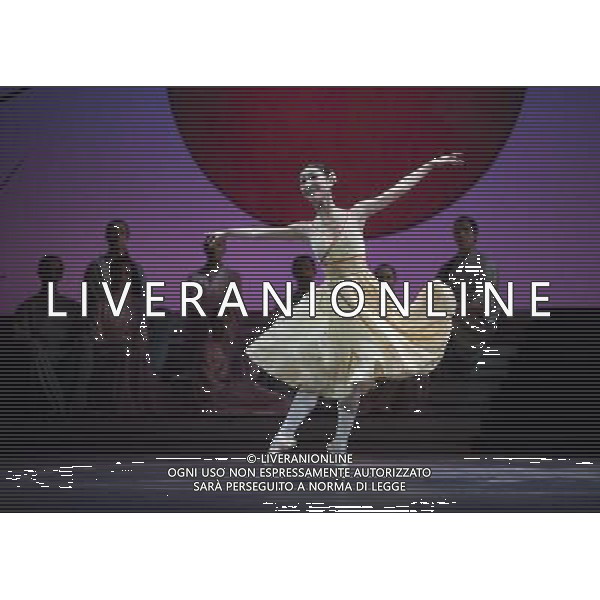 The Prince of the Pagodas, dress rehearsal on 29th January 2014 at The Lowry, Salford, England. The show will runs from 30th January - 1st February 2014 before touring the UK. David Bintley\'s ballet to Benjamin Britten\'s only commissioned ballet score was rapturously received by audiences and critics at its premiere by the National Ballet of Japan in 2011. The spectacular and imaginative costumes from War Horse designer Rae Smith bring to life the elegance and beauty of the Chrysanthemum Kingdom, and capture our imagination in the fantastical journey through the elements. AG ALDO LIVERANI SAS ONLY ITALY