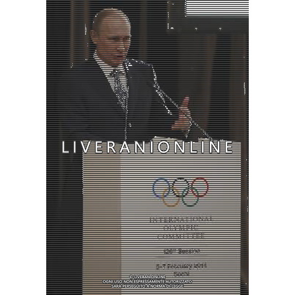 (140204) -- SOCHI, Feb. 4, 2014 () -- Russian President Vladimir Putin addresses the opening ceremony of the 126th International Olympic Committee(IOC) Session at the Zimny Theatre in Sochi, Russia on Feb.4, 2014. The 3-day 126th IOC Session opened on Tuesday three days ahead of the official start of the Sochi 2014 Olympic Winter Games. (/Wang Lili) ©PHOTOSHOT/AGENZIA ALDO LIVERANI SAS - ITALY ONLY - Preparativi in occasione della cerimonia di apertura delle Olimpiadi invernali del 2014, che avranno inizio il 7 febbraio a Sochi, in Russia, 4 Febbraio 2014.