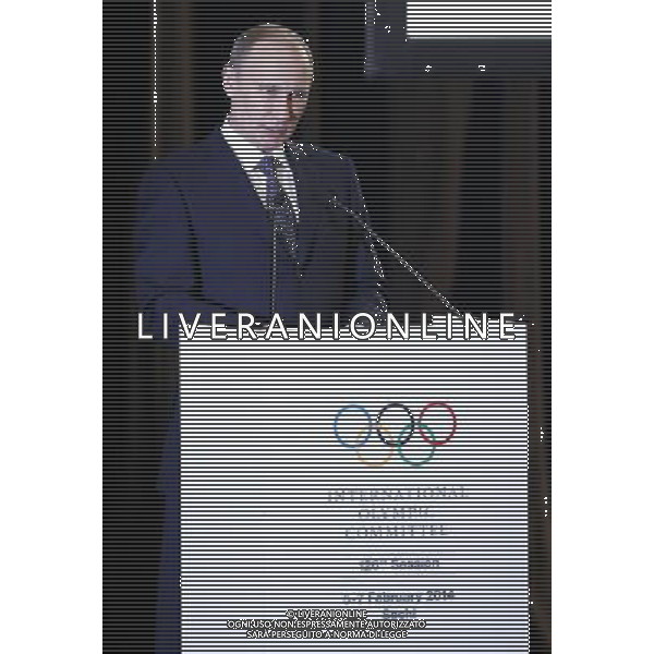 (140204) -- SOCHI, Feb. 4, 2014 () -- Russian President Vladimir Putin addresses the opening ceremony of the 126th International Olympic Committee (IOC) Session at the Zimny Theatre in Sochi, Russia on Feb. 4, 2014. The 3-day 126th IOC Session opened on Tuesday three days ahead of the official start of the Sochi 2014 Olympic Winter Games. (/Wang Lili) ©PHOTOSHOT/AGENZIA ALDO LIVERANI SAS - ITALY ONLY - Preparativi in occasione della cerimonia di apertura delle Olimpiadi invernali del 2014, che avranno inizio il 7 febbraio a Sochi, in Russia, 4 Febbraio 2014.
