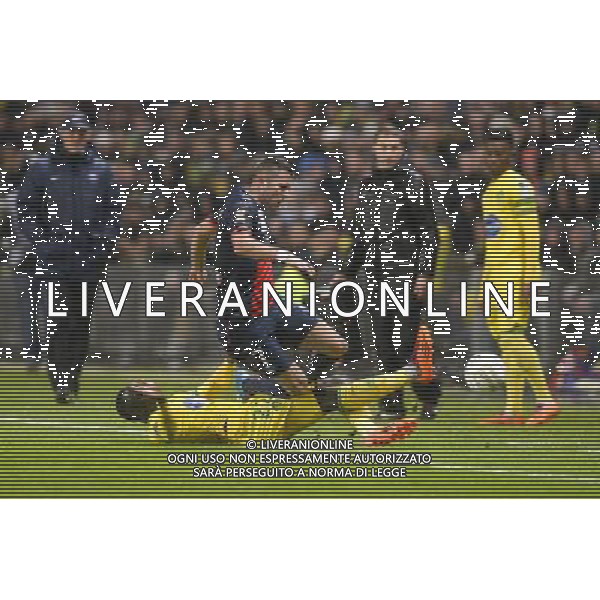 Tacle Issa CISSOKHO / Jeremy MENEZ - 04.02.2014 - Nantes / Paris Saint Germain - 1/2Finale Coupe de la Ligue Photo : Fred Porcu / Icon Sport AG ALDO LIVERANI SAS ONLY ITALY