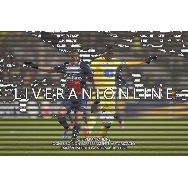 Lucas MOURA / Papy DJILOBODJI - 04.02.2014 - Nantes / Paris Saint Germain - 1/2Finale Coupe de la Ligue Photo : Fred Porcu / Icon Sport AG ALDO LIVERANI SAS ONLY ITALY