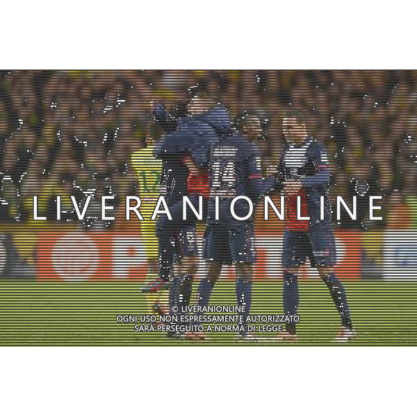 Joie PSG - Marco VERRATTI / Blaise MATUIDI / Gregory VAN DER WIEL - 04.02.2014 - Nantes / Paris Saint Germain - 1/2Finale Coupe de la Ligue Photo : Fred Porcu / Icon Sport AG ALDO LIVERANI SAS ONLY ITALY