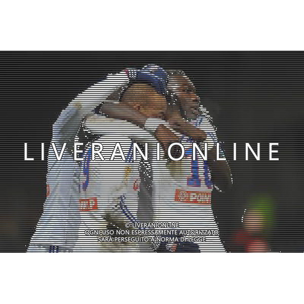 Joie Jimmy BRIAND / Bafetimbi GOMIS - 05.02.2014 - Lyon / Troyes - 1/2Finale Coupe de la Ligue Photo : Jean Paul Thomas / Icon Sport AG ALDO LIVERANI SAS ONLY ITALY