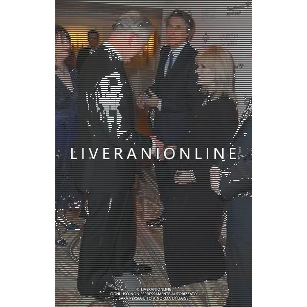 Prince Charles, Prince of Wales meets actress Joanna Lumley as Bryan Ferry looks on at a reception for the Prince\'s Trust Invest in Futures Gala Dinner at The Savoy Hotel on February 6, 2014 in London, England. The money raised by the event will help disadvantaged young people into jobs. ©photoshot/AGENZIA ALDO LIVERANI SAS - ITALY ONLY - REALI INGLESI: Il Principe Carlo d\'inghilterra a un ricevimento e Cena di Gala al The Savoy Hotel il 6 febbraio 2014 a Londra per una raccolta di fondi per aiutare i giovani svantaggiati nel mondo del lavoro.