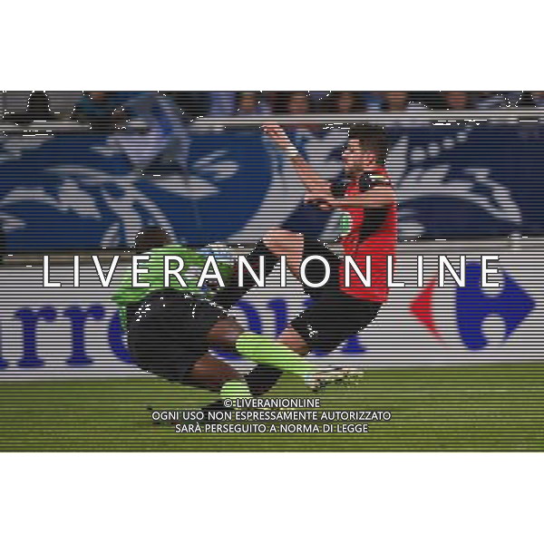 Nelson OLIVEIRA / Donovan LEON - 12.02.2014 - Auxerre / Rennes - 1/8emeFinale Coupe de France Photo : Dave Winter / Icon Sport AG ALDO LIVERANI SAS ONLY ITALY