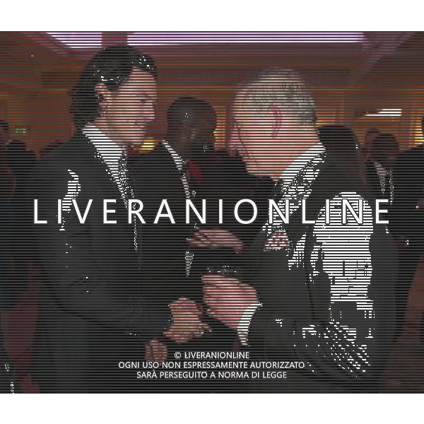 Prince Charles, Prince of Wales meets actor Luke Evans at a reception for the Prince\'s Trust Invest in Futures Gala Dinner at The Savoy Hotel on February 6, 2014 in London, England. The money raised by the event will help disadvantaged young people into jobs. ©PHOTOSHOT/AGENZIA ALDO LIVERANI SAS - ITALY ONLY - EDITORIAL USE ONLY - REALI INGLESI: Il Principe Carlo d\'inghilterra a un ricevimento e Cena di Gala al The Savoy Hotel il 6 febbraio 2014 a Londra per una raccolta di fondi per aiutare i giovani svantaggiati nel mondo del lavoro.
