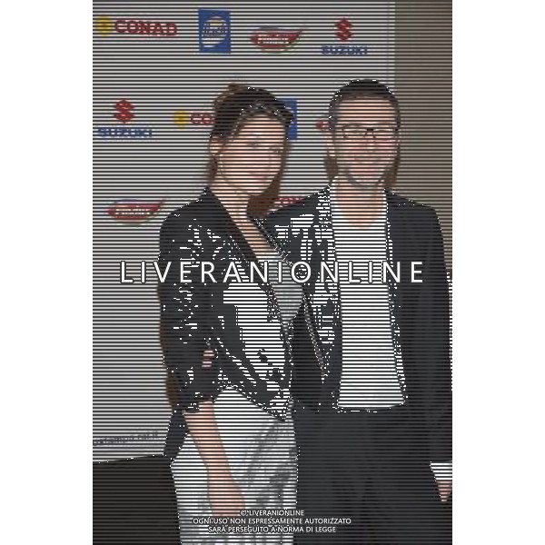 64ma edizione del Festival di Sanremo 18 febbraio 2014 Nella foto: Laetitia Casta e Fabio Fazio ©gazzaniga/AGENZIA ALDO LIVERANI SAS