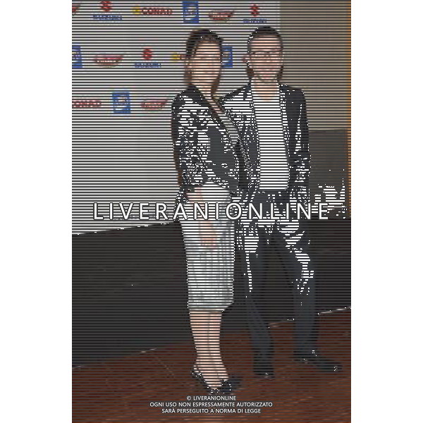 64ma edizione del Festival di Sanremo 18 febbraio 2014 Nella foto: Laetitia Casta e Fabio Fazio ©gazzaniga/AGENZIA ALDO LIVERANI SAS