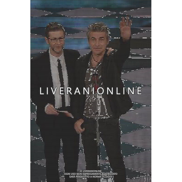 Festival di Sanremo Nella foto: Luciano Ligabue con fabio Fazio Prima Serata 64mo Festival della Canzone Italiana di Sanremo 18 febbraio 2014 ©gazzaniga/AGENZIA ALDO LIVERANI SAS