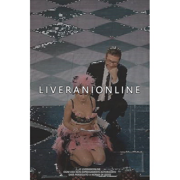 Festival di Sanremo Nella foto: Luciana Littizzetto con fabio fazio Prima Serata 64mo Festival della Canzone Italiana di Sanremo 18 febbraio 2014 ©gazzaniga/AGENZIA ALDO LIVERANI SAS