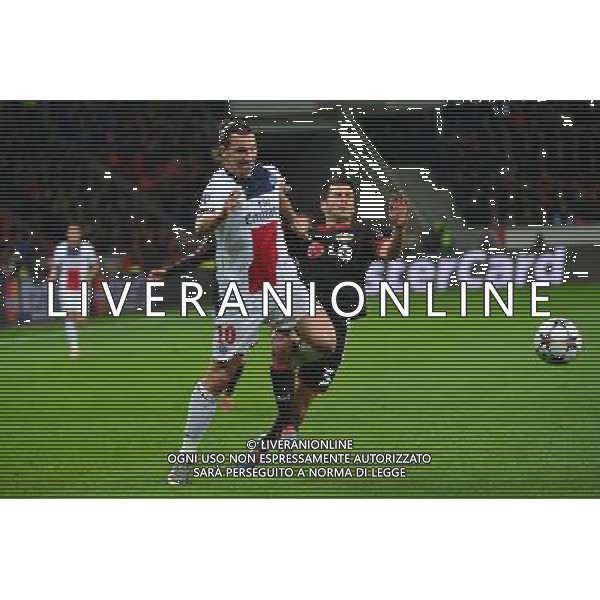 Zlatan IBRAHIMOVIC / Emir SPAHIC - 18.02.2014 - Bayer Leverkusen / Paris Saint Germain - 1/8emeFinale Aller Ligue des Champions - Photo : Dave Winter / Icon Sport AG ALDO LIVERANI SAS ONLY ITALY