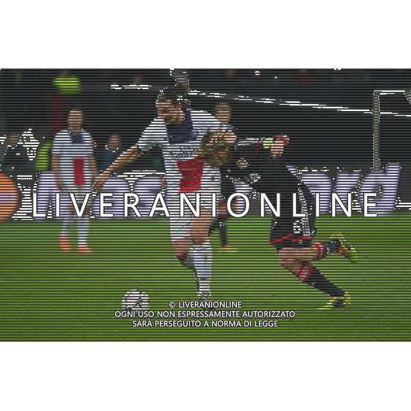 Zlatan IBRAHIMOVIC / Simon ROLFES - 18.02.2014 - Bayer Leverkusen / Paris Saint Germain - 1/8emeFinale Aller Ligue des Champions - Photo : Dave Winter / Icon Sport AG ALDO LIVERANI SAS ONLY ITALY