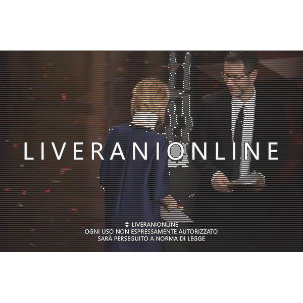 Festival di Sanremo Nella foto: Fazio Fazio, Luciano Littizzetto Prima Serata 64mo Festival della Canzone Italiana di Sanremo 18 febbraio 2014 ©gazzaniga/AGENZIA ALDO LIVERANI SAS