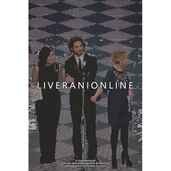 Festival di Sanremo Nella foto: marco bocci con giusy ferreri e luciana littizzetto Prima Serata 64mo Festival della Canzone Italiana di Sanremo 18 febbraio 2014 ©gazzaniga/AGENZIA ALDO LIVERANI SAS