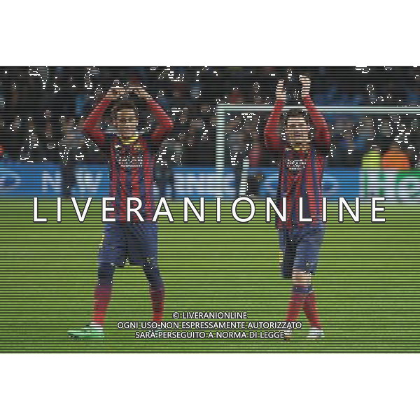 NEYMAR \' LIONEL MESSI MANCHESTER CITY V BARCELONA FC MANCHESTER CITY V BARCELONA FC, CHAMPIONS LEAGUE ETIHAD STADIUM, MANCHESTER, ENGLAND 18 February 2014 GAT78697 CHAMPIONS LEAGUE 1ST LEG 18/02/14 WARNING! This Photograph May Only Be Used For Newspaper And/Or Magazine Editorial Purposes. May Not Be Used For Publications Involving 1 player, 1 Club Or 1 Competition Without Written Authorisation From Football DataCo Ltd. For Any Queries, Please Contact Football DataCo Ltd on +44 (0) 207 864 9121 AG ALDO LIVERANI SAS ONLY ITALY
