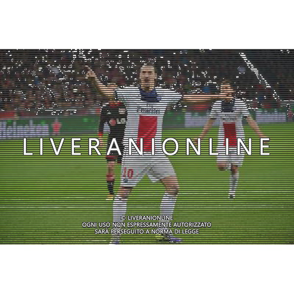 Joie Zlatan IBRAHIMOVIC - 18.02.2014 - Bayer Leverkusen / Paris Saint Germain - 1/8emeFinale Aller Ligue des Champions - Photo : Dave Winter / Icon Sport AG ALDO LIVERANI SAS ONLY ITALY