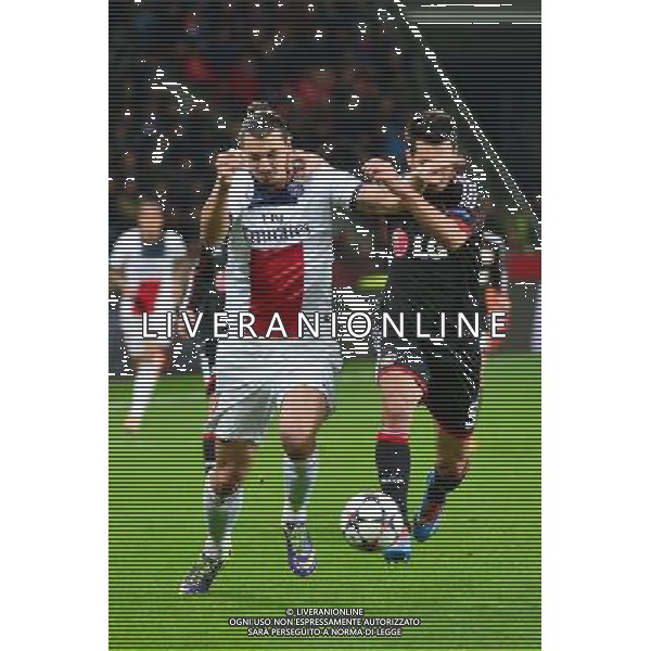 Zlatan IBRAHIMOVIC / Emir SPAHIC - 18.02.2014 - Bayer Leverkusen / Paris Saint Germain - 1/8emeFinale Aller Ligue des Champions - Photo : Dave Winter / Icon Sport AG ALDO LIVERANI SAS ONLY ITALY