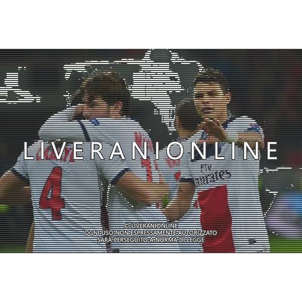 Joie Yohan CABAYE / Sherrer MAXWELL / Thiago SILVA - 18.02.2014 - Bayer Leverkusen / Paris Saint Germain - 1/8emeFinale Aller Ligue des Champions - Photo : Dave Winter / Icon Sport AG ALDO LIVERANI SAS ONLY ITALY