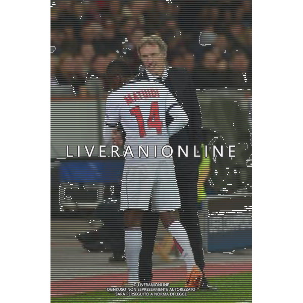 Blaise MATUIDI / Laurent BLANC - 18.02.2014 - Bayer Leverkusen / Paris Saint Germain - 1/8emeFinale Aller Ligue des Champions - Photo : Dave Winter / Icon Sport AG ALDO LIVERANI SAS ONLY ITALY