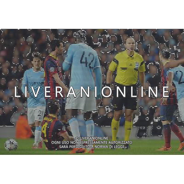 REFEREE JONAS ERIKSSON MANCHESTER CITY V BARCELONA FC MANCHESTER CITY V BARCELONA FC, CHAMPIONS LEAGUE ETIHAD STADIUM, MANCHESTER, ENGLAND 18 February 2014 GAT78738 CHAMPIONS LEAGUE 1ST LEG 18/02/14 WARNING! This Photograph May Only Be Used For Newspaper And/Or Magazine Editorial Purposes. May Not Be Used For Publications Involving 1 player, 1 Club Or 1 Competition Without Written Authorisation From Football DataCo Ltd. For Any Queries, Please Contact Football DataCo Ltd on +44 (0) 207 864 9121 AG ALDO LIVERANI SAS ONLY ITALY