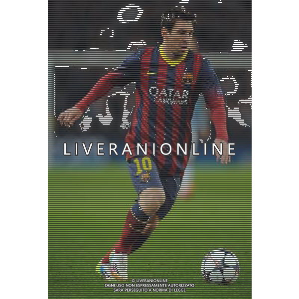 LIONEL MESSI BARCELONA FC MANCHESTER CITY V BARCELONA FC, CHAMPIONS LEAGUE ETIHAD STADIUM, MANCHESTER, ENGLAND 18 February 2014 GAT78711 MANCHESTER CITY V BARCELONA FC CHAMPIONS LEAGUE 1ST LEG 18/02/14 WARNING! This Photograph May Only Be Used For Newspaper And/Or Magazine Editorial Purposes. May Not Be Used For Publications Involving 1 player, 1 Club Or 1 Competition Without Written Authorisation From Football DataCo Ltd. For Any Queries, Please Contact Football DataCo Ltd on +44 (0) 207 864 9121 AG ALDO LIVERANI SAS ONLY ITALY