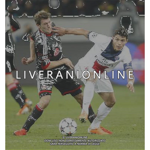 Championsleague, Bayer Leverkusen vs. Paris St. Germain, 18.02.14 Stefan Reinartz (Leverkusen) gegen Thiago Motta (Paris) Hasan Bratic;Koblenzerstr.3;56412 Nentershausen;Tel.:0172-2733357; hb-press-agency@t-online.de;http://www.uptodate-bildagentur.de; Veroeffentlichung gem. AGB - Stand 09.2006; Foto ist Honorarpflichtig zzgl. 7% Ust.; Steuer-Nr.: 30 807 6032 6;Finanzamt Montabaur; Nassauische Sparkasse Nentershausen; Konto 828017896, BLZ 510 500 15;SWIFT-BIC: NASS DE 55;IBAN: DE69 5105 0015 0828 0178 96; Belegexemplar erforderlich! AG ALDO LIVERANI SAS ONLY ITALY