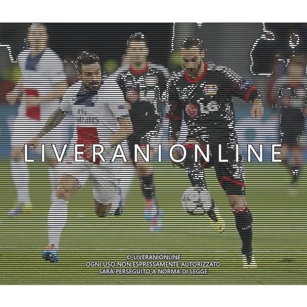 Championsleague, Bayer Leverkusen vs. Paris St. Germain, 18.02.14 ÷mer Toprak (Leverkusen) gegen Ezequiel Lavezzi (Paris) Hasan Bratic;Koblenzerstr.3;56412 Nentershausen;Tel.:0172-2733357; hb-press-agency@t-online.de;http://www.uptodate-bildagentur.de; Veroeffentlichung gem. AGB - Stand 09.2006; Foto ist Honorarpflichtig zzgl. 7% Ust.; Steuer-Nr.: 30 807 6032 6;Finanzamt Montabaur; Nassauische Sparkasse Nentershausen; Konto 828017896, BLZ 510 500 15;SWIFT-BIC: NASS DE 55;IBAN: DE69 5105 0015 0828 0178 96; Belegexemplar erforderlich! AG ALDO LIVERANI SAS ONLY ITALY