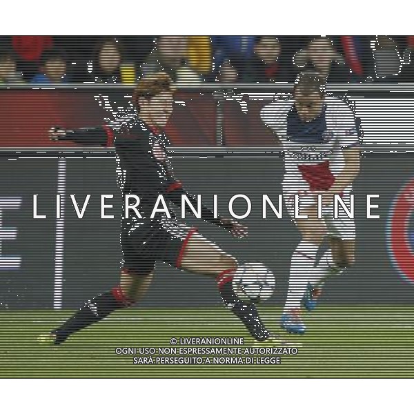 Championsleague, Bayer Leverkusen vs. Paris St. Germain, 18.02.14 Heung-Min Son (Leverkusen) gegen Lucas (Paris) Hasan Bratic;Koblenzerstr.3;56412 Nentershausen;Tel.:0172-2733357; hb-press-agency@t-online.de;http://www.uptodate-bildagentur.de; Veroeffentlichung gem. AGB - Stand 09.2006; Foto ist Honorarpflichtig zzgl. 7% Ust.; Steuer-Nr.: 30 807 6032 6;Finanzamt Montabaur; Nassauische Sparkasse Nentershausen; Konto 828017896, BLZ 510 500 15;SWIFT-BIC: NASS DE 55;IBAN: DE69 5105 0015 0828 0178 96; Belegexemplar erforderlich! AG ALDO LIVERANI SAS ONLY ITALY