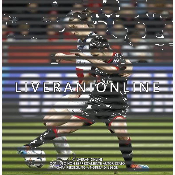 Championsleague, Bayer Leverkusen vs. Paris St. Germain, 18.02.14 Emir Spahic (Leverkusen) gegen Zlatan Ibrahimovic (Paris) Hasan Bratic;Koblenzerstr.3;56412 Nentershausen;Tel.:0172-2733357; hb-press-agency@t-online.de;http://www.uptodate-bildagentur.de; Veroeffentlichung gem. AGB - Stand 09.2006; Foto ist Honorarpflichtig zzgl. 7% Ust.; Steuer-Nr.: 30 807 6032 6;Finanzamt Montabaur; Nassauische Sparkasse Nentershausen; Konto 828017896, BLZ 510 500 15;SWIFT-BIC: NASS DE 55;IBAN: DE69 5105 0015 0828 0178 96; Belegexemplar erforderlich! AG ALDO LIVERANI SAS ONLY ITALY