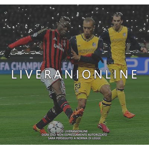 UEFA Champions League 2013/2014 Ottavi di Finale Andata Milano - 19.02.2014 Milan-Atletico Madrid Nella Foto:balotelli-miranda /Ph.Vitez-Ag. Aldo Liverani