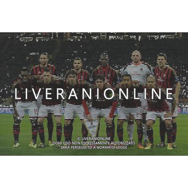 UEFA Champions League 2013/2014 Ottavi di Finale Andata Milano - 19.02.2014 Milan-Atletico Madrid Nella Foto:milan squadra formazione rami,taarabt,balotelli,abbiati,bonera,essien,de sciglio,poli,kaka\',emanuelson,de jong /Ph.Vitez-Ag. Aldo Liverani