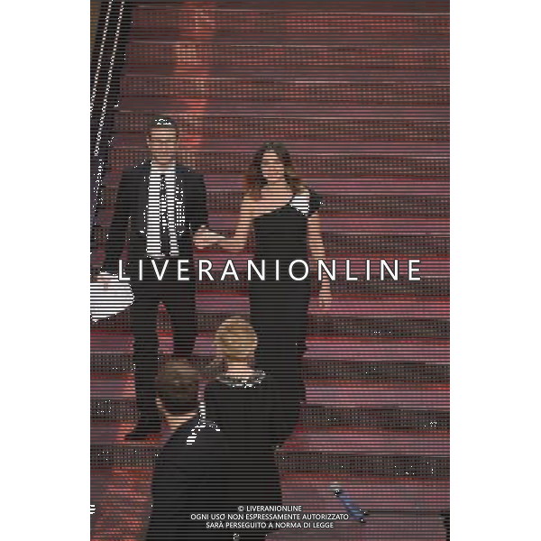 Seconda Serata 64mo Festival della Canzone Italiana di Sanremo 19 febbraio 2014 Nella foto: Katia Smutniak con fabio fazio ©gazzaniga/AGENZIA ALDO LIVERANI SAS