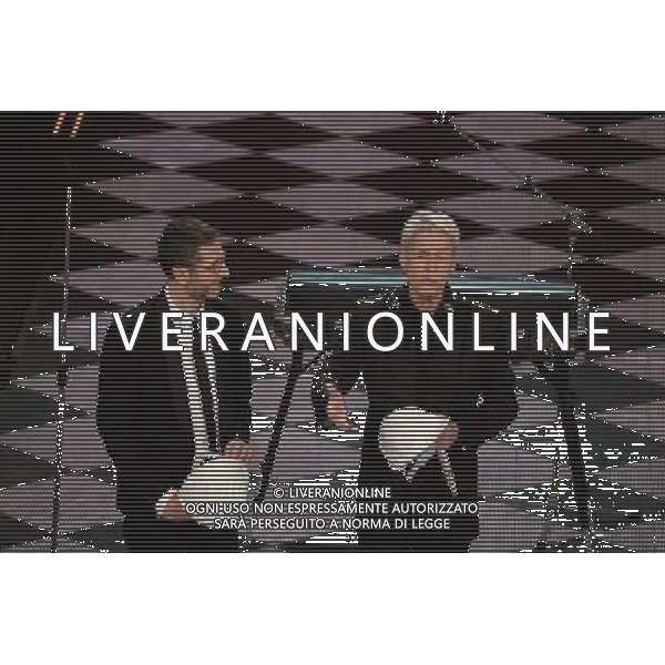 Seconda Serata 64mo Festival della Canzone Italiana di Sanremo 19 febbraio 2014 Nella foto: Fabio Fazio e Caludio Baglioni ©gazzaniga/AGENZIA ALDO LIVERANI SAS