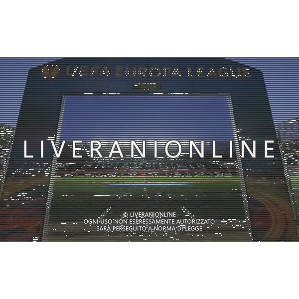 The Liberty Stadium prior to kick off with the UEFA League branding Photo by Ian Cook/CameraSport Football - UEFA Europa League Round of 32 - Swansea City v Napoli - Thursday 20th February 2014 - The Liberty Stadium - Swansea © CameraSport - 43 Linden Ave. Countesthorpe. Leicester. England. LE8 5PG - Tel: +44 (0) 116 277 4147 - admin@camerasport.com - www.camerasport.com /AGENZIA ALDO LIVERANI SAS - ITALY ONLY - EDITORIAL USE ONLY