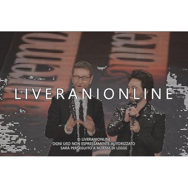 64mo Festival della Canzone Italiana di Sanremo 20 febbraio 2014 Nella foto: Francesco Sarcina con Fabio Fazio ©gazzaniga/AGENZIA ALDO LIVERANI SAS