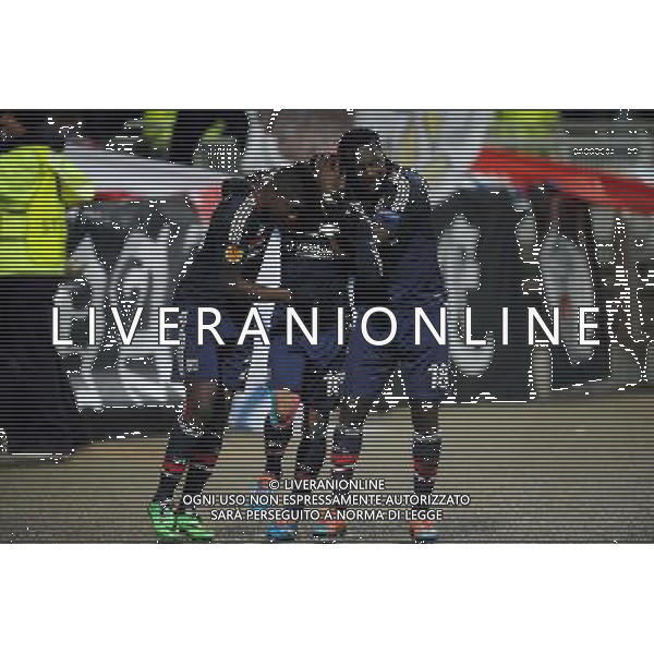Samuel Umtiti / Bafetimbi Gomis / Alexandre Lacazette - 27.02.2014 - Lyon / Tchernomorets Odessa - Ligue Europa 2013/2014 Photo : Jean Paul Thomas / Icon Sport *** Local Caption *** AG ALDO LIVERANI SAS ONLY ITALY *** Local Caption *** AG ALDO LIVERANI SAS ONLY ITALY