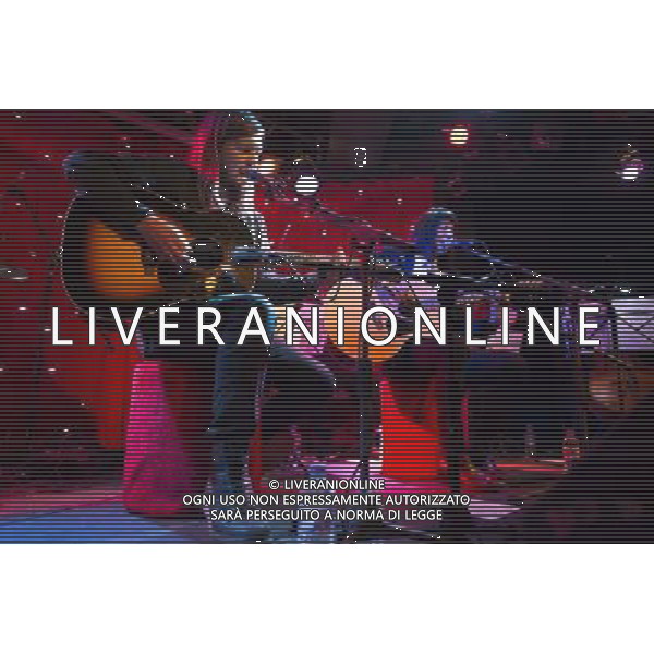 Russell Marsden, guitar and vocals and Emma Richardson, bassist and vocals with Band of Skulls perform at their acoustic set in Madame JoJo\'s, London, on the first 2014 tour date ***EXCLUSIVE*** AG ALDO LIVERANI SAS ONLY ITALY