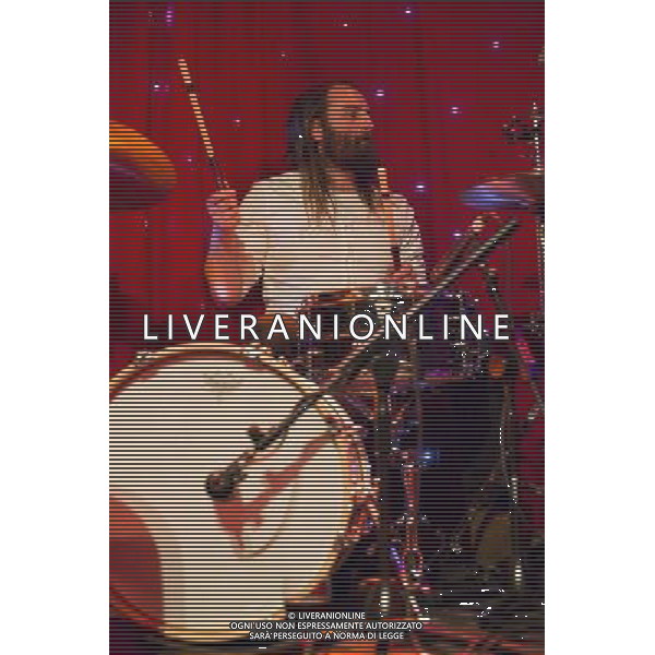 Matthew Hayward, drummer and guitarist with Band of Skulls performs at their acoustic set in Madame JoJo\'s, London, on the first 2014 tour date ***EXCLUSIVE*** AG ALDO LIVERANI SAS ONLY ITALY