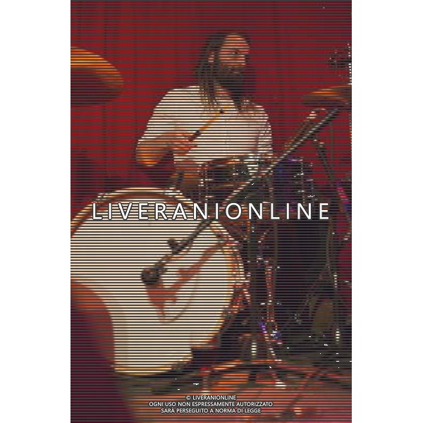 Matthew Hayward, drummer and guitarist with Band of Skulls performs at their acoustic set in Madame JoJo\'s, London, on the first 2014 tour date ***EXCLUSIVE*** AG ALDO LIVERANI SAS ONLY ITALY