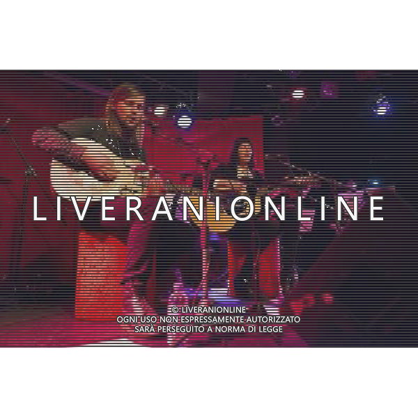 Russell Marsden, guitar and vocals and Emma Richardson, bassist and vocals with Band of Skulls perform at their acoustic set in Madame JoJo\'s, London, on the first 2014 tour date ***EXCLUSIVE*** AG ALDO LIVERANI SAS ONLY ITALY