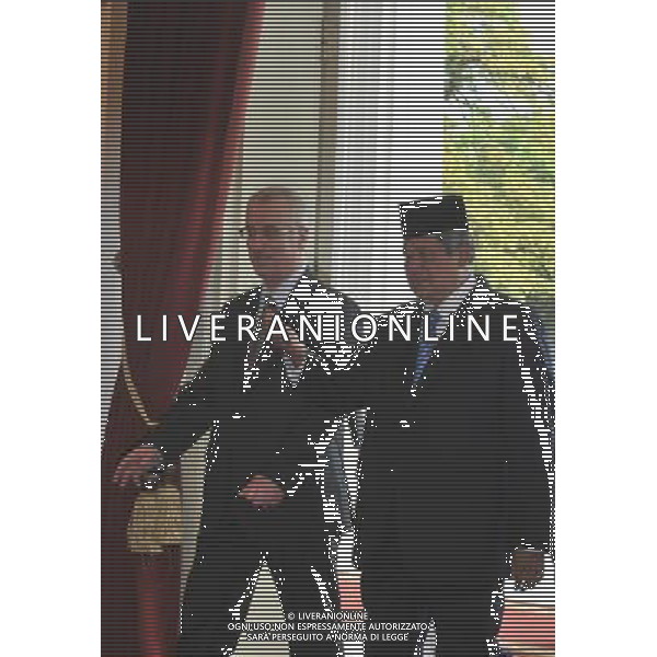(140228) -- JAKARTA, Feb. 28, 2014 () -- Indonesian president Susilo Bambang Yudhoyono (R) welcomes Palestinian prime minister Rami Hamdallah during the latter\'s visit at the presidential palace in Jakarta, Indonesia, Feb. 28, 2014. (/Agung Kuncahya B.) AG ALDO LIVERANI SAS ONLY ITALY