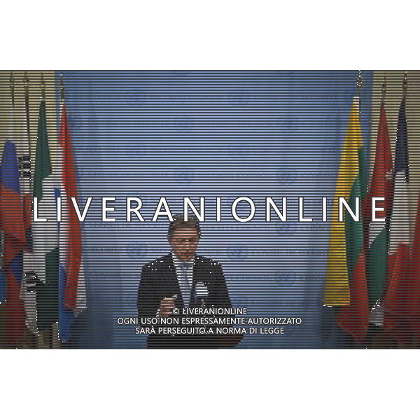 (140301) -- New York, March 1, 2014 () -- Ukrainian Permanent Representative to the United Nations Yuriy Sergeyev speaks to reporters after attending a meeting of the UN Security Council on the situation in Ukraine, at the UN headquarters in New York, on Feb. 28, 2014. The UN Security Council met behind closed doors on Friday to discuss the current situation in Ukraine, shortly after armed men took over airports in Ukraine\'s Crimea region. (/Niu Xiaolei) AG ALDO LIVERANI SAS ONLY ITALY