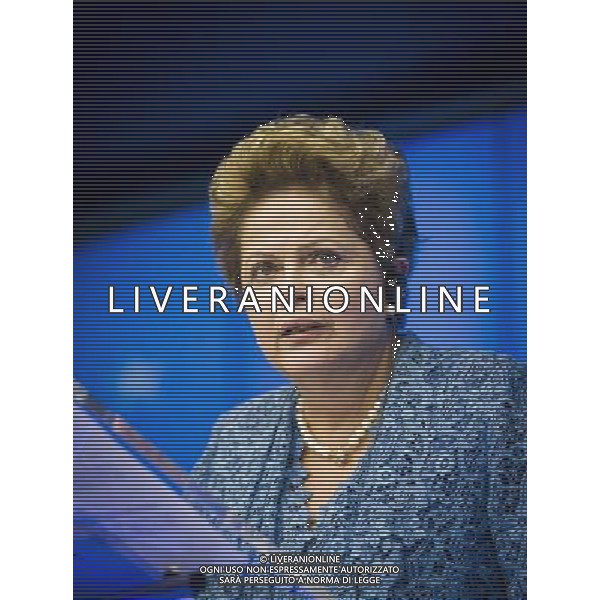 Brazil\'s President Dilma Rousseff holds press conference at the end of an EU-Brazil summit in Brussels, Belgium on 24.02.2014 by Wiktor Dabkowski ©photoshot/AGENZIA ALDO LIVERANI SAS - ITALY ONLY - Conferenza stampa del Consiglio europeo al termine di un vertice UE-Brasile a Bruxelles, in Belgio 24 febbraio 2014