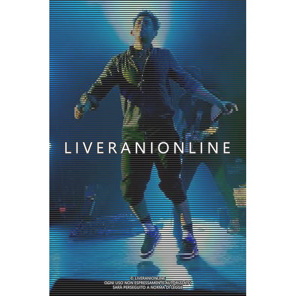 Brighton hip hop duo Rizzle Kicks - Jordan \'Rizzle\' Stephens performing live in concert at the Hammersmith Apollo, London, United Kingdom. Date: 01/03/2014 AG ALDO LIVERANI SAS ONLY ITALY