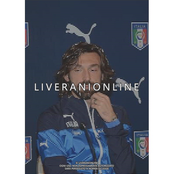 Raduno della nazionale di calcio presso l\'Hotel Sheraton Malpensa, Conferenza stampa del CT e presentazione nuova maglia PUMA - Varese 03 marzo 2014 Nella foto: Andrea Pirlo ©gazzaniga/AGENZIA ALDO LIVERANI SAS
