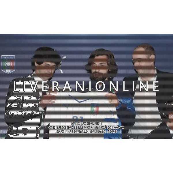 Raduno della nazionale di calcio presso l\'Hotel Sheraton Malpensa, Conferenza stampa del CT e presentazione nuova maglia PUMA - Varese 03 marzo 2014 Nella foto: Andrea Pirlo, Demetrio Albertini ©gazzaniga/AGENZIA ALDO LIVERANI SAS
