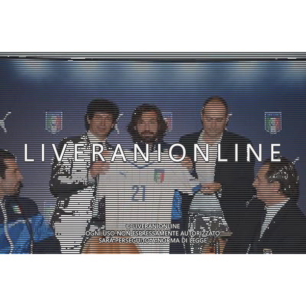 Raduno della nazionale di calcio presso l\'Hotel Sheraton Malpensa, Conferenza stampa del CT e presentazione nuova maglia PUMA - Varese 03 marzo 2014 Nella foto: Andrea Pirlo, Demetrio Albertini ©gazzaniga/AGENZIA ALDO LIVERANI SAS